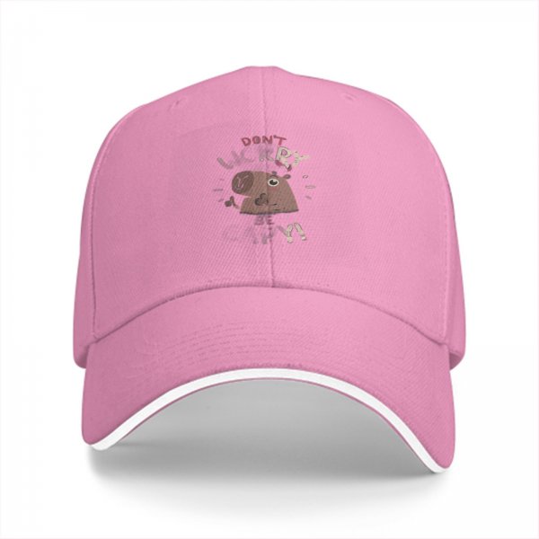 Black Baseball Cap With Don't Worry Be Happy Capybara Print