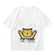 Olive T-Shirt with Happy Raised Paw Cat and 'NOTHING' Print