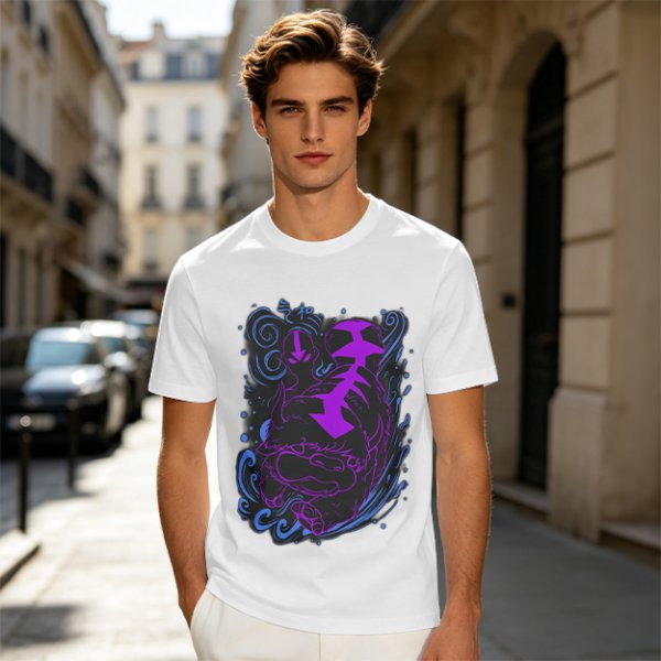 Olive Green T-Shirt With Neon Purple Avatar The Last Airbender Art Print