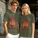 Olive T-Shirt With Cute Calcifer Fire Demon Print