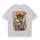 Olive T-shirt with Giant Broccoli Monster Attacking City Art