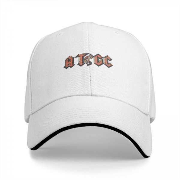Black baseball cap with stylized ATGC graphic print