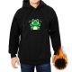 Black hoodie with a cartoon frog flipping off graphic
