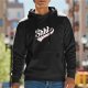 Black hoodie with 'Shhh Nobody Cares' graphic print