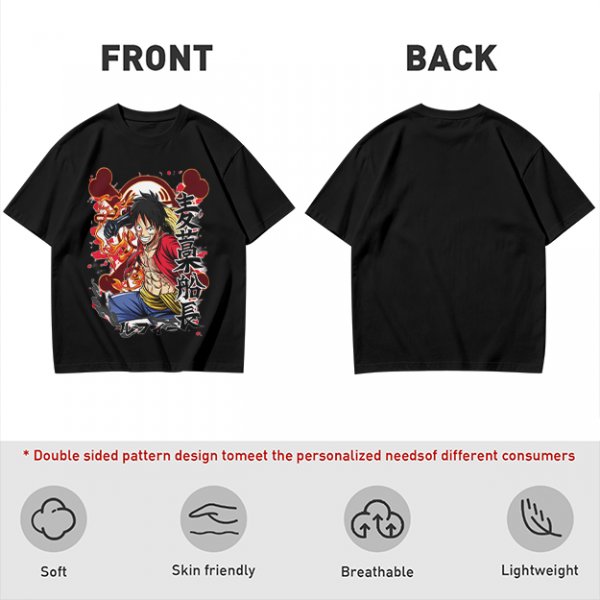 One Piece Monkey D. Luffy Graphic Print Olive T-Shirt