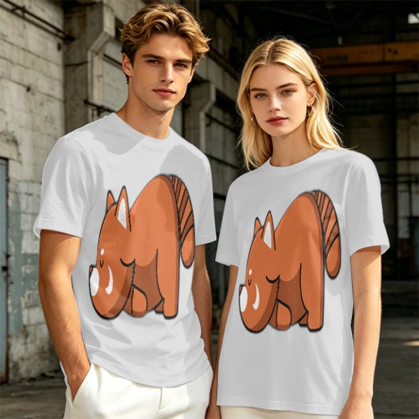 Olive Green T-Shirt With Cute Sleeping Red Panda Graphic
