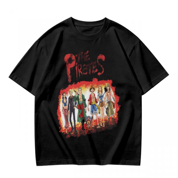 One Piece Pirates Anime Graphic Olive T-Shirt