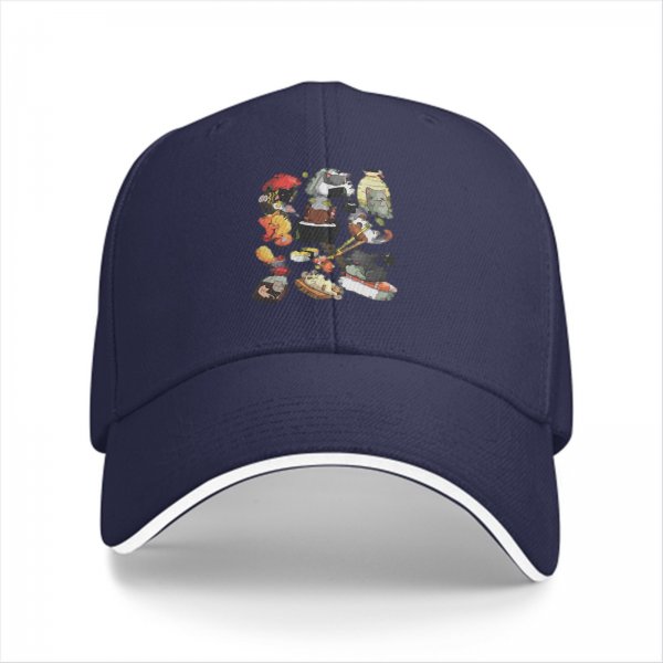 Black Baseball Cap With Cute Cat Food Themed Graphic