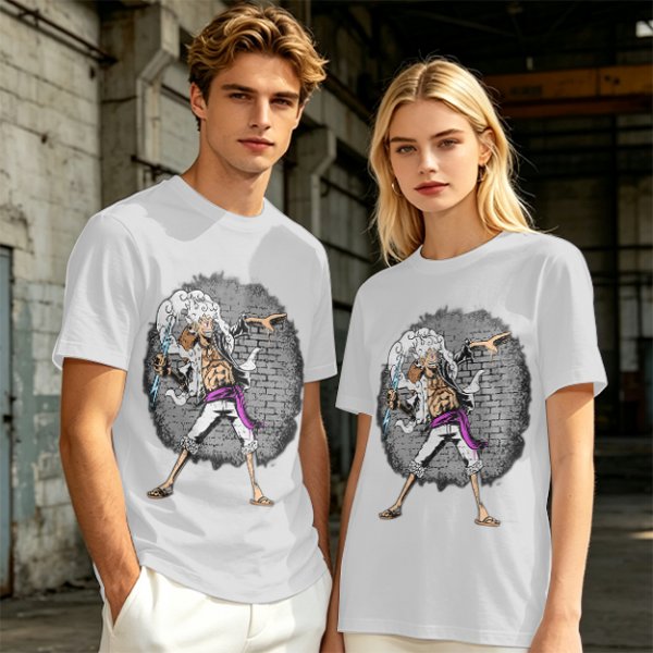 Olive T-shirt with One Piece Gear 5 Luffy Graphic Print