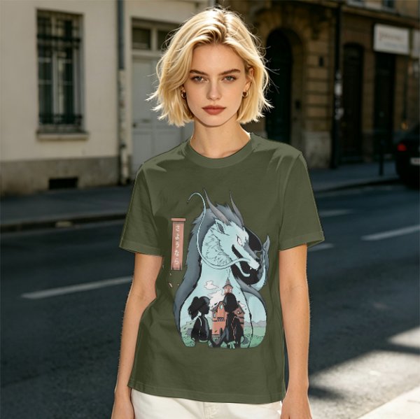 Anime Dragon and Girl Graphic Tee for Fantasy Fans