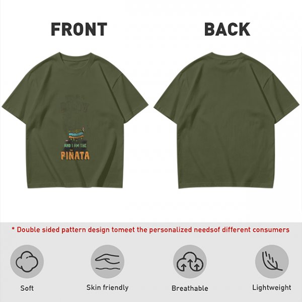 Olive graphic t-shirt with 'and i am the pinata' print