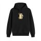 Black Hoodie With Cute Ghost Eating Pizza Graphic