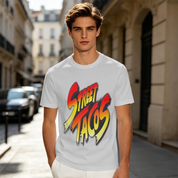 Olive Green T-Shirt With Street Tacos Gradient Graphic Print
