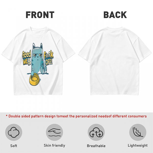 Olive T-Shirt With Grumpy Cat Feed Me And F Off Print