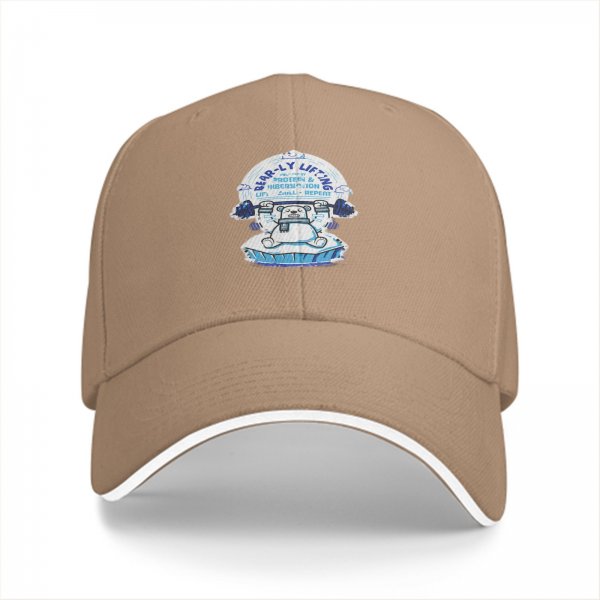 Black baseball cap with polar bear lifting barbell graphic