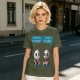 Olive t-shirt with pandas discussing life beyond eating and sleeping