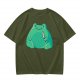 Olive Green T-Shirt With Cute Frog Holding Knife Graphic