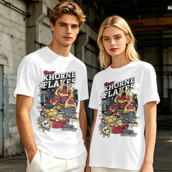 Khorne Flakes Chaos Cereal Themed Graphic T-Shirt
