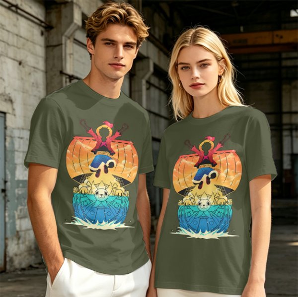 One Piece Thousand Sunny Ship Graphic Olive T-Shirt