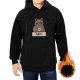 Black graphic hoodie with grumpy bear holding coffee and 'NOPE' text