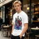 Olive T-shirt with Villainous Cartoon Character Group Print