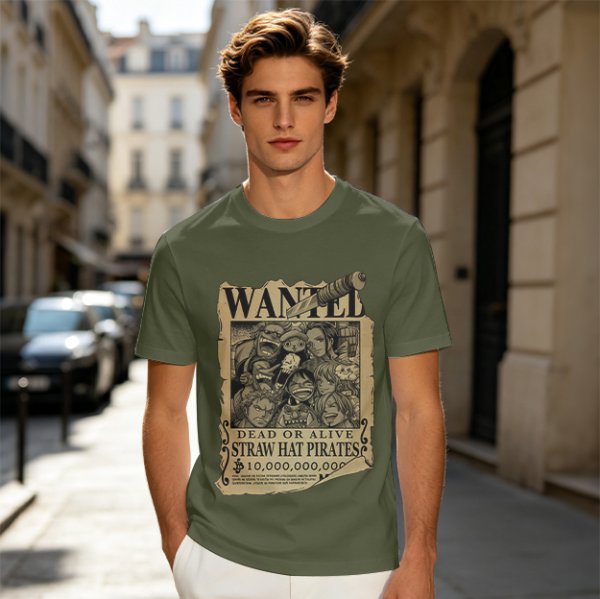 One Piece Straw Hat Pirates Wanted Poster Graphic T-Shirt