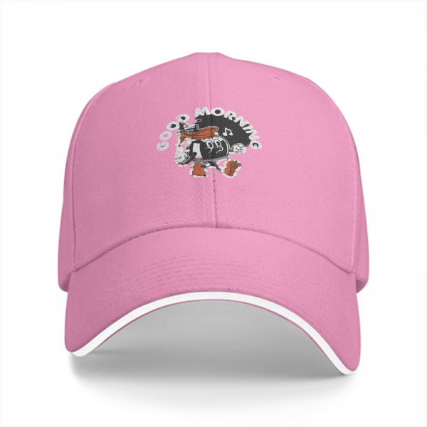 Black baseball cap with Good Morning cartoon print