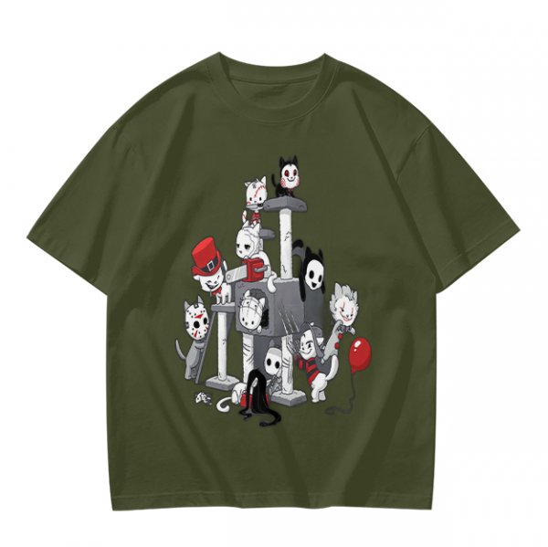 Horror Movie Character Cats On Cat Tree Graphic T-Shirt
