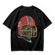 Olive T-Shirt with Zombie Football Player Helmet Graphic