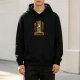 Black hoodie with raccoon and transcendental trash graphic