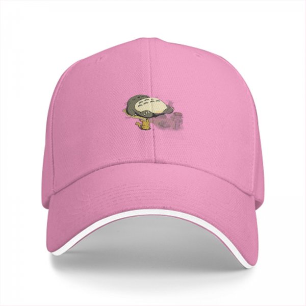 Black baseball cap with sleeping Totoro graphic design