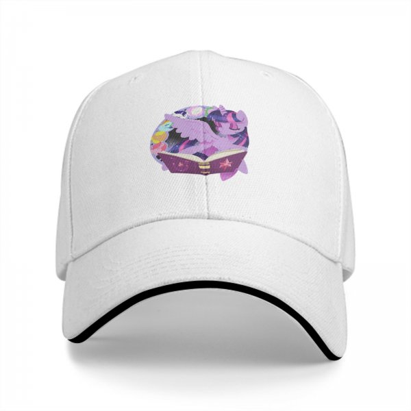 Black baseball cap with Twilight Sparkle reading a magic book print