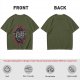 Olive T-shirt with Dancing Skeletons and 'Dance Your Problems Away' Text