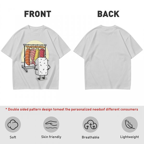 Olive T-Shirt With Funny Sushi Laundry Rack Graphic
