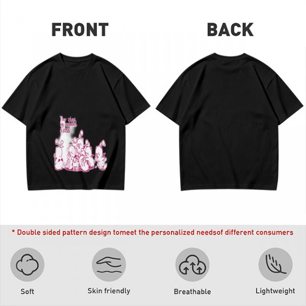 Olive Green T-Shirt With Pink Whimsical Graphic Print
