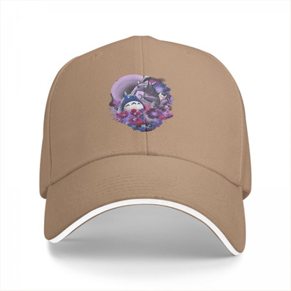 Black Baseball Cap With My Neighbor Totoro Floral Art Print