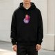Black Hoodie with Cute Sleeping Dragon on D20 Dice Artwork