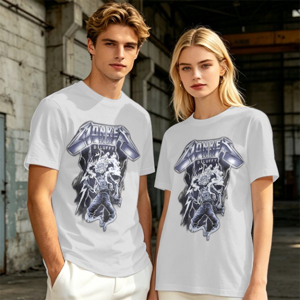 One Piece Monkey D. Luffy Gear 5 Metal Rock Style Graphic T-Shirt