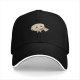 Black Baseball Cap With Cute Cartoon Character Holding A Tube Print