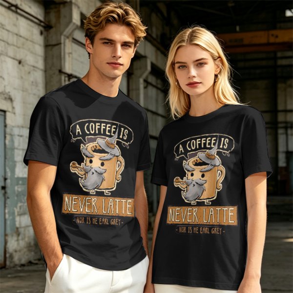 A Coffee Is Never Latte Wizard Mug T-Shirt Print