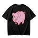 Olive Green T-Shirt With Cute Pink Piggy Bank Graphic Print