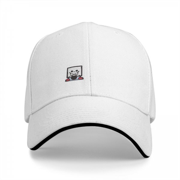 Black Baseball Cap With Cute Drumming Character Embroidery