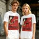 Olive t-shirt with vintage Dimitrescu red wine graphic print
