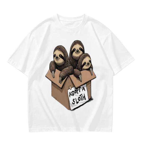 Adopt a Sloth T-Shirt with Three Cute Sloths in a Box
