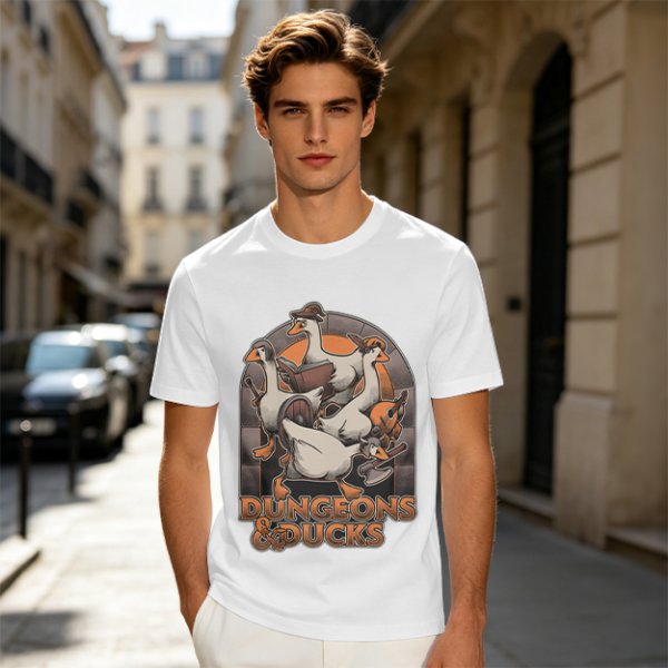 Dungeons & Ducks Fantasy Roleplaying Themed Graphic T-Shirt