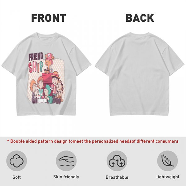 Olive T-Shirt with Friendship Themed Cartoon Crew Print