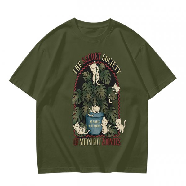 The Secret Society of Midnight Zoomies Cat Plant T-Shirt
