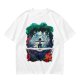 Olive T-shirt with fantasy forest glider rider graphic print