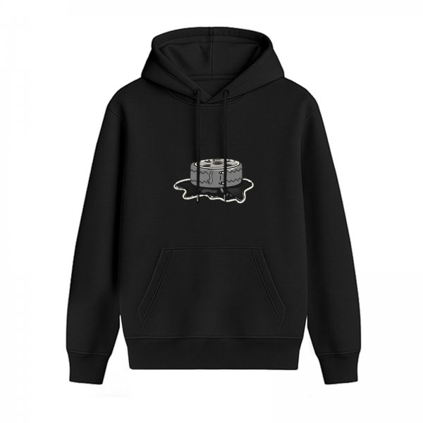 Black Hoodie With Melting Film Reel Graphic Print