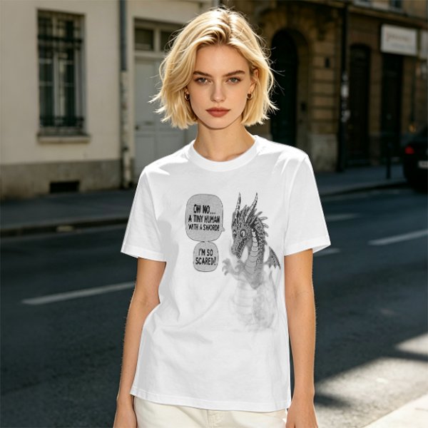 Olive Dragon Funny Sword Joke Graphic T-Shirt